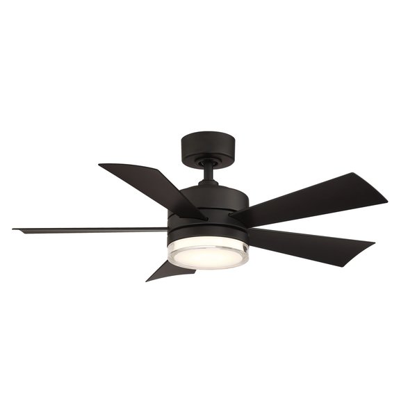 Modern Forms Wynd 5-Blade Smart Ceiling Fan 42in Matte Black with 3000K LED Light Kit and Remote Control FR-W1801-42L